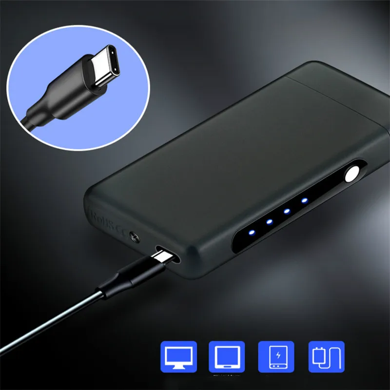 Type-C ABS USB Charging Lighter Pulse Double Arc Lighters Windproof Electronic Cigarette Lighter Personality Gift for Men