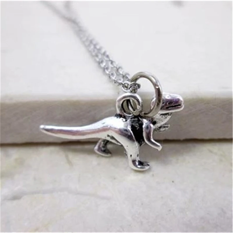 Tiny Silver Color Dinosaur Necklace T Rex Necklace Jurassic Dino Necklace Personality Necklace Birthday Gift Teen Girl Jewelry