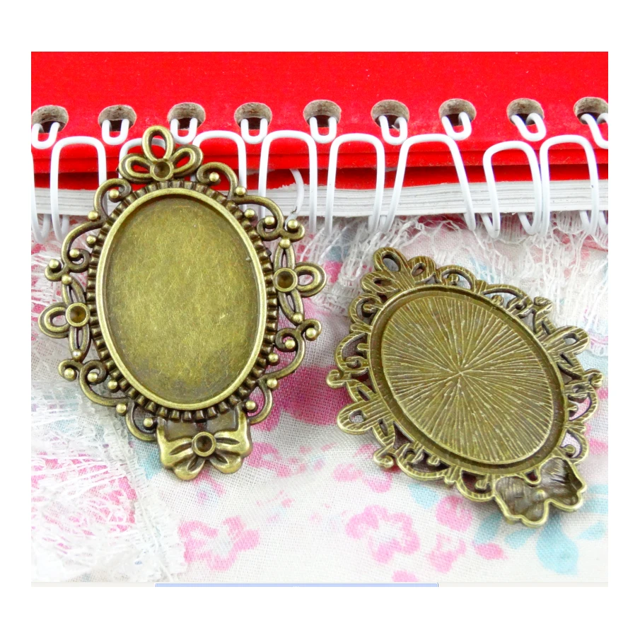

10 pieces/lot fit 18*25mm antique bronze color oval Base vintage style alloy blank Tray pendant settings