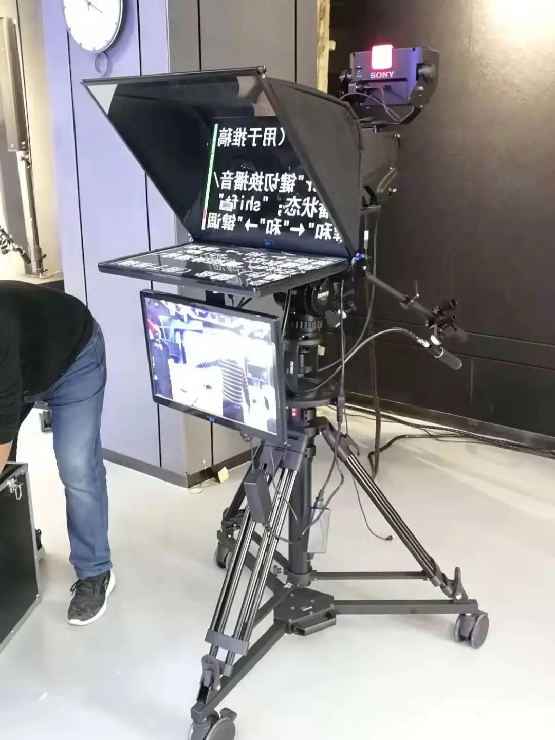 Simar 24 Polegada profissional auto-invertendo monitor talento transmissão entrevista alto-falante prompter para estação de tv estúdio