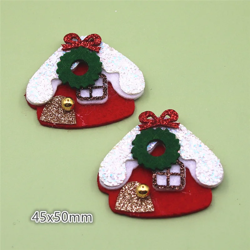 Non-woven Cloth Sequins patches Christmas House/Snowman/Reindeer Appliques for Clothes Sewing Supplies Diy Craft