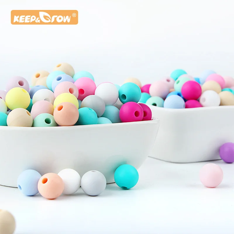 Keep&Grow 9mm 50PCS Round Silicone Beads Food Grade Rodent DIY Baby Pendant Necklace Baby Teether Accessories