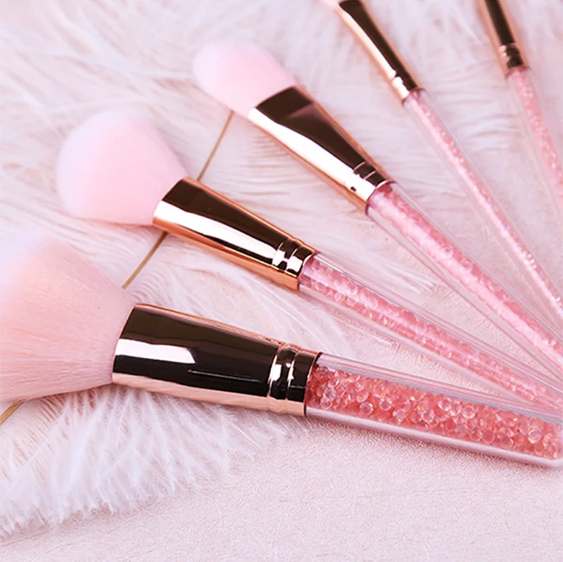 ZOREYA Currently Available 7 Crystal Makeup Brush Inner Drill Plastic Handle Artificial Fiber Pink Bag Makeup Tool Cosmetic NZ7