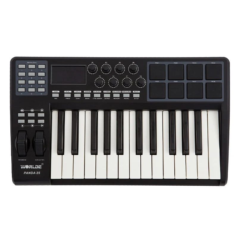 

Worlde Panda mini Portable Mini 25-Key USB Keyboard and Drum Pad MIDI Controller 2 Style for optional