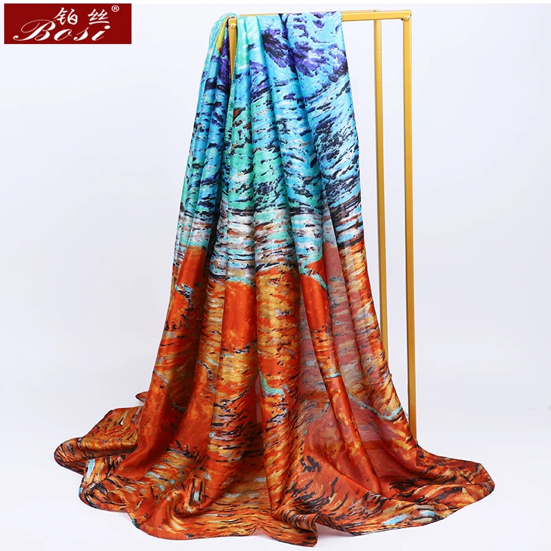 2020 lenço de seda impressão feminina moda longo cachecóis macios sentir hijab verão xales luxo impressão designer foulard femme desigual