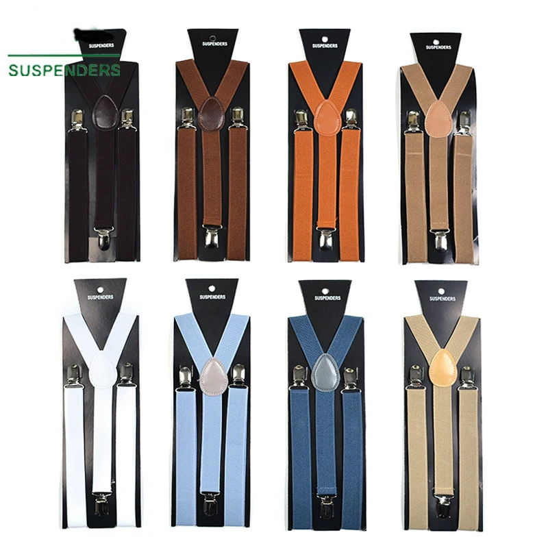 YSMILE Y 26 Color Elastic Men Solid 3Clip Suspenders Adjustable High Quality Women Men Wedding Party Daily Accessories For Shirt