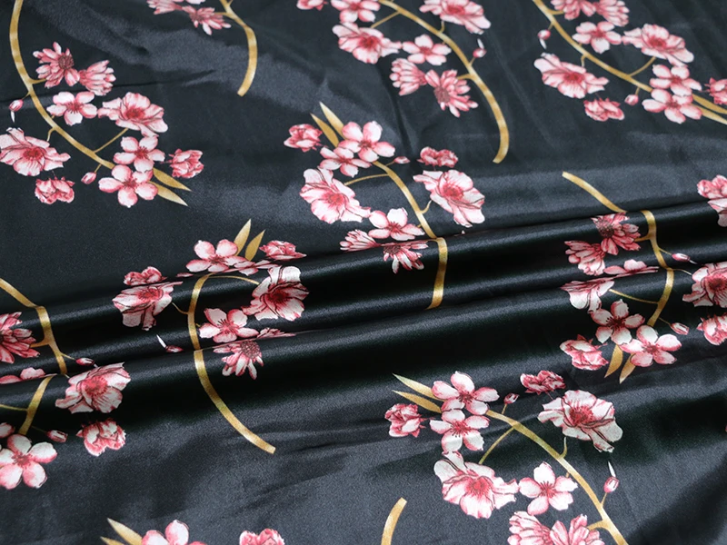 By Meter Blumen-Satin-Stoff, glänzend, weich, Schal, Hemd, Nachtwäsche, Material Charmeuse – Detail 38