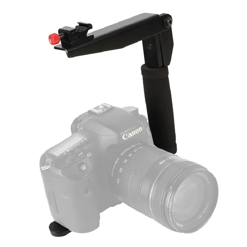 Quick Draw Rotating Flash Bracket Video Handle Handheld Stabilizer Grip Rotatable for Camera Camcorder Mini DV DSLR SLR