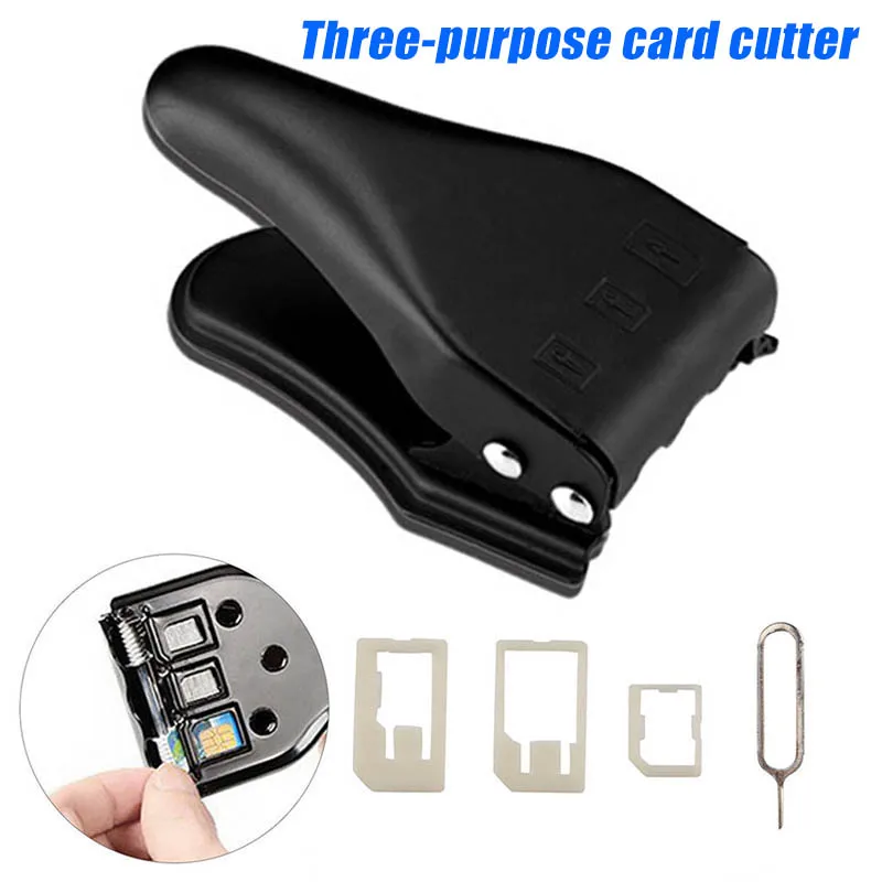 3 In 1 Micro/Standard to Nano SIM Card Cutter Tool for Apple iPhone 6/7/8 Samsung -Drop بطاقة القاطع