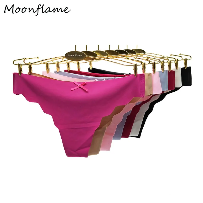 

Moonflame 5 pcs/lots New Arrival Summer Seamless Lingerie For Women Solid Color Low Rise G String Thongs