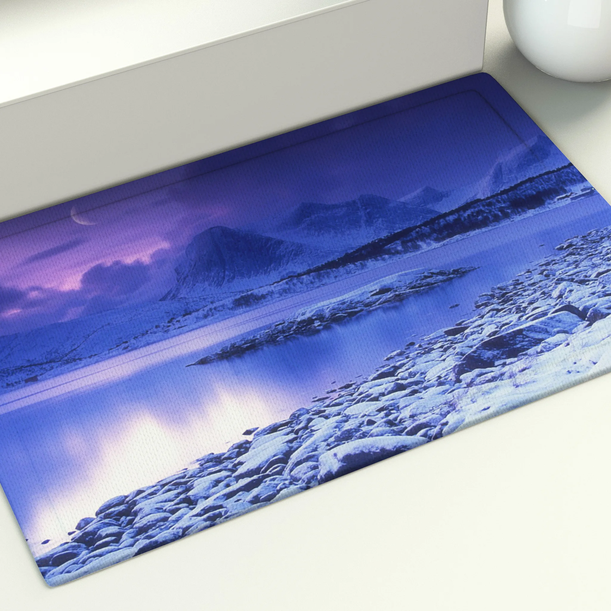 Snow Mountain Ice Lake Floor Mat Purple Meditation Area Rugs Large Home Living Room Bedroom Carpet Decor Doormat Dream