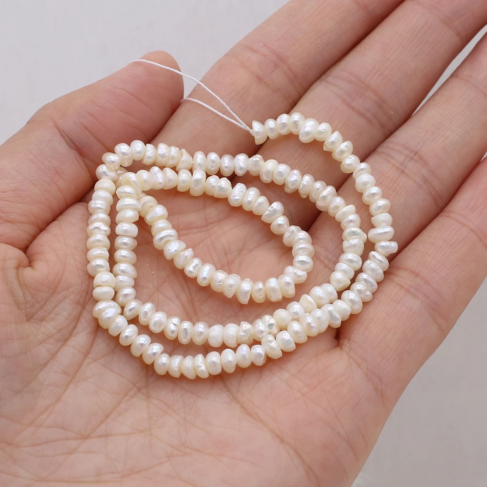 Natural Freshwater Pearl Beads White Partial Hole Oblate Loose Pearls For DIY Charm Bracelet Necklace Jewelry Accessories Making