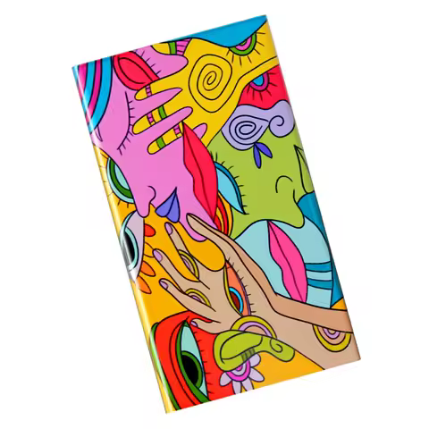 Oil Abstract Painting Thin Slim Cigatette Box For Women Girlfriend Metal Aluminum Alloy Cigarette Case Custom Photo Pringting