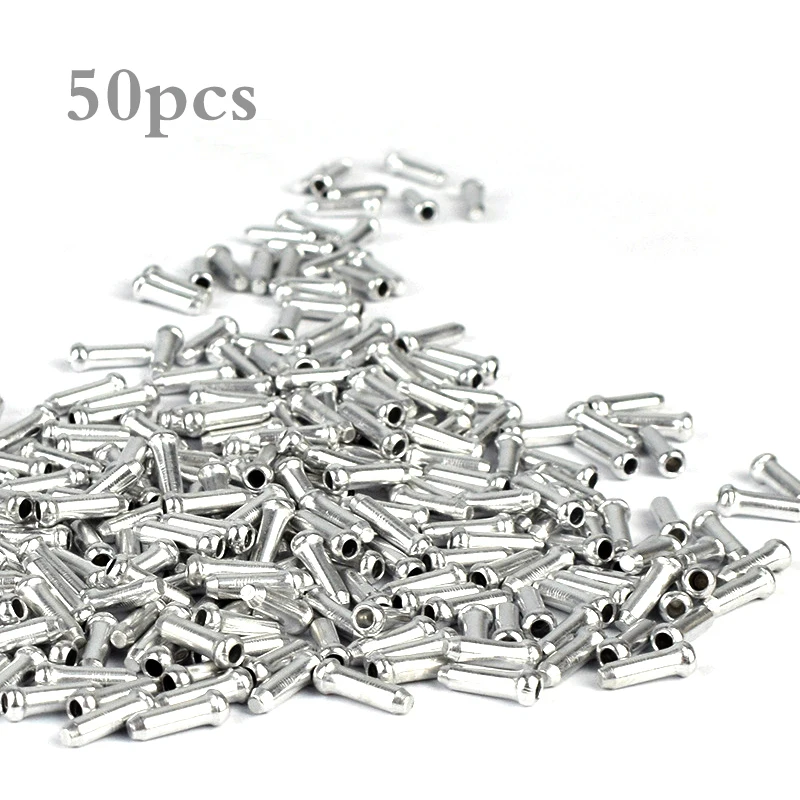 50pcs MTB Bike Bicycle Brake Shifter Inner Cable Tips Crimps Aluminum Cycle Cycling Part Shift Cables End Caps Bike Accessories