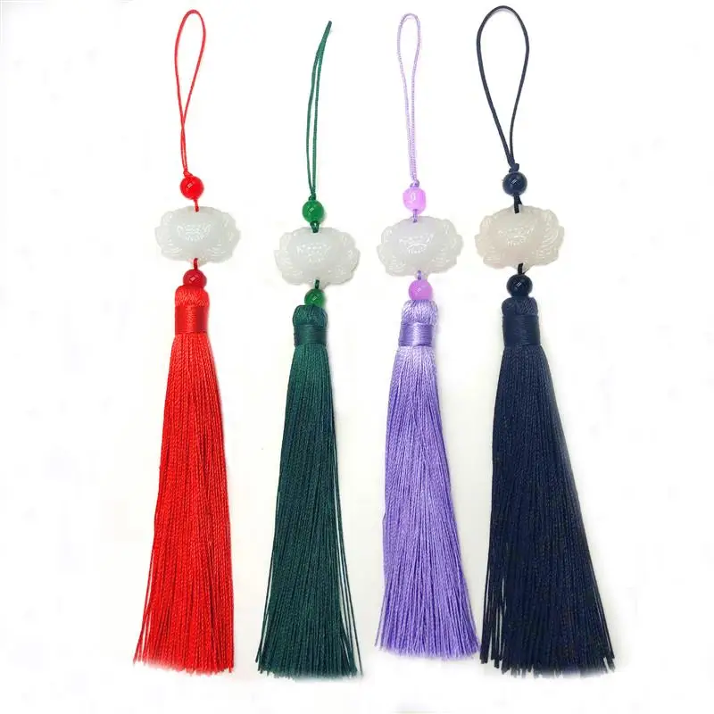 5 sztuk/paczka Lotus Tassel wiszące uszy biały Jade Lotus Tassel DIY Fan spadająca ozdobna zawieszka