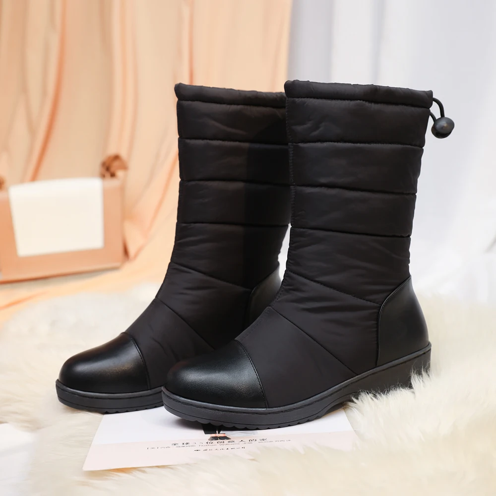 Comfort winter women silp-on bottines Waterproof Cotton Snow Boots for middle-aged woman Plush   big size platform shoes