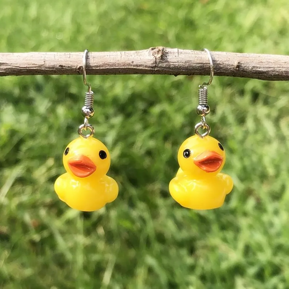 Orecchini Ducky in gomma fatti a mano orecchini animali simpatici orecchini anatra gialla