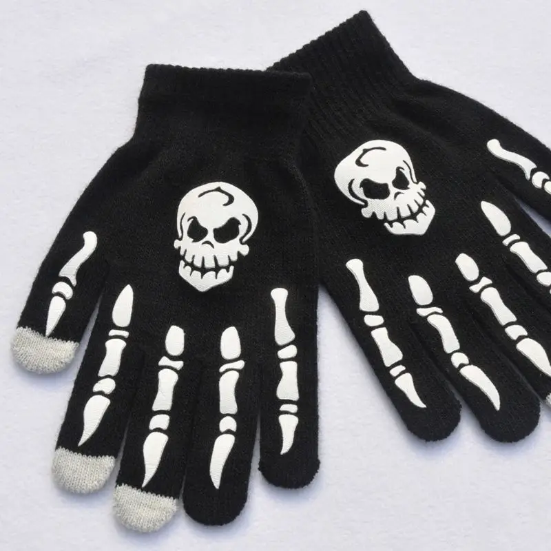 Guantes de invierno Unisex para adultos y niños, manoplas con dedos completos para ciclismo, Halloween, Horror, Calavera, garra, esqueleto, goma