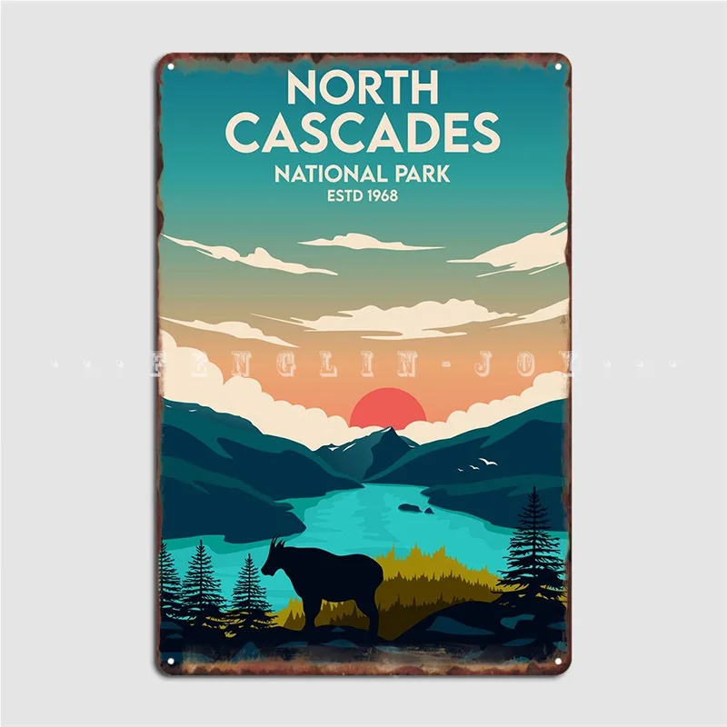 North Cascades National Pa Poster Metal Plaque Wall Pub Party Decoration Mural Painting Tin Sign Poster