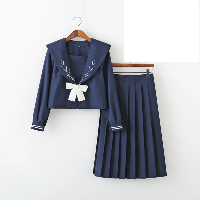 Orthodox soft sister jk uniform skirt Japanese deformation placket middle suit long sleeve sailor uniform class school uniform s