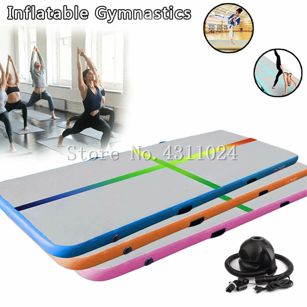 

Air Track Tumbling Mat Rainbow Line 10ft/3m Gymnastics Inflatable Airtrack Gym Mats with Electric Air Pump Home Indoor Workout