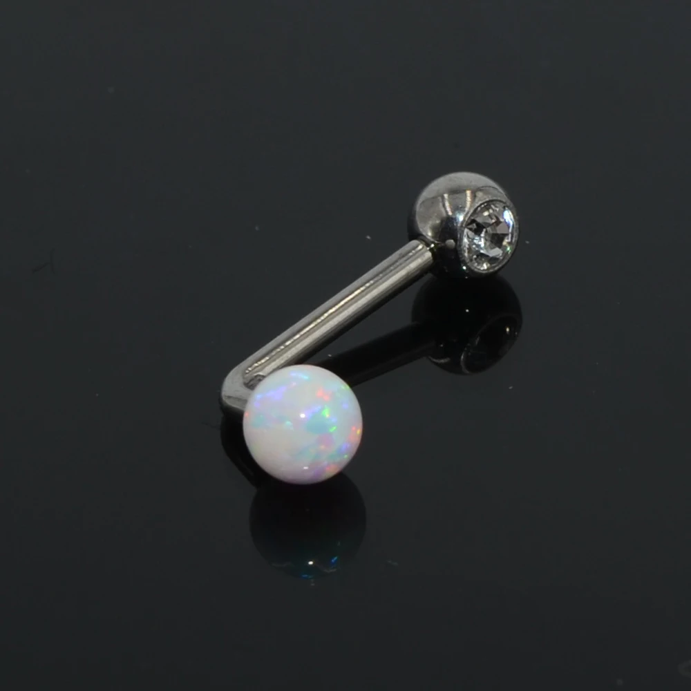 1pcs Titanium Vertical Hood Piercing Opal CZ Internally Threaded Clitoris Ring Sexy Vagina Genital VCH New Body Piercing Jewelry