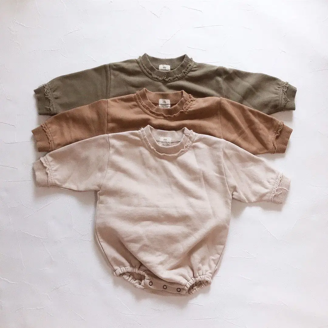 INS 0-24M Newborn Infant Baby Girl Boy Sweatshirt Romper Toddler Long Sleeve Basic Cotton Oversize Rompers Baby Clothes Jumpsuit