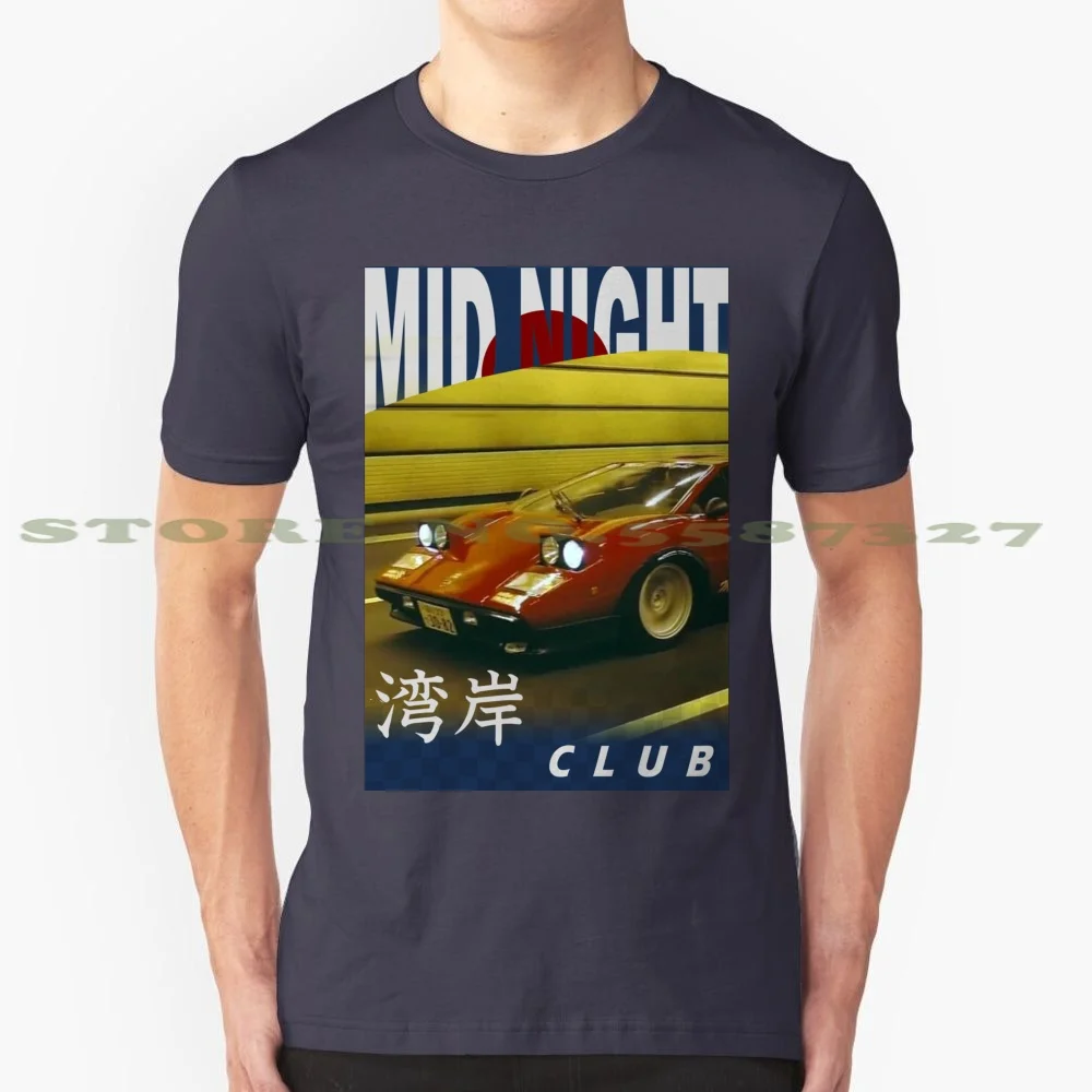 Mid Night Club Japan-Countach 100% Pure Cotton T-Shirt Midnight Club Japan Jdm Illegal Racing Fast Cars Countach