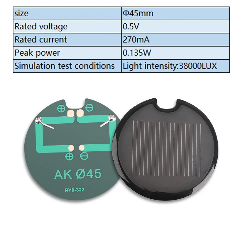 1pc Mini Round Solar Panel New 0.5V 2V 50mA 60mA 140mA 270mA Solar Cells Photovoltaic panels Module Sun Power battery charger