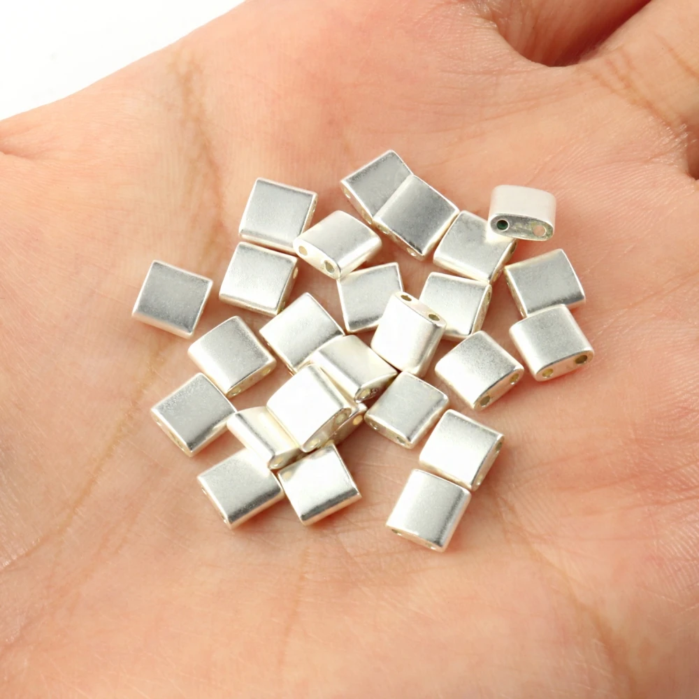 Natural Stone Dull Polish Matte Two Hole Hematite Stone Mineral Loose Spacer Beads For Jewelry Making Diy Bracelet Earrings Tila