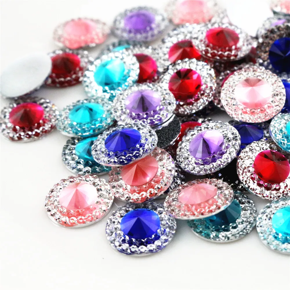 New Fashion 40pcs 10mm 12mm Mixed Color Flat Back Resin Cabochons Cameo Handmade Spacers For Diy Jewelry Making Supplies