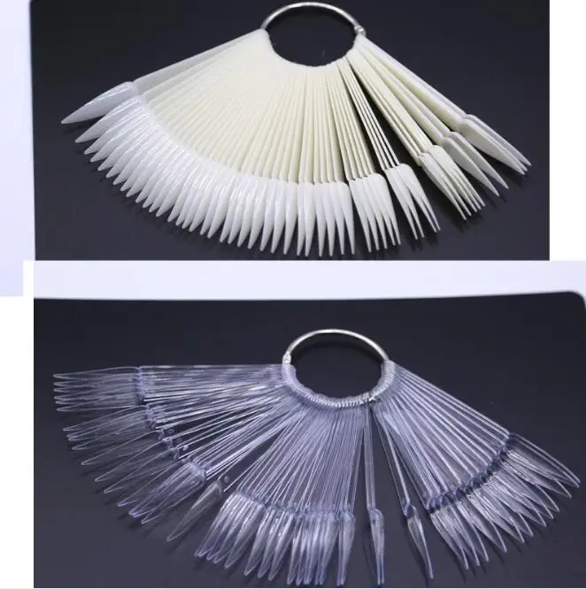 

30Set/Lot 50Pcs/Set Fake False Nails Patch Sector Color Card 50 Tip Practice Pointed Fan-Shaped Manicure Tools HA2293