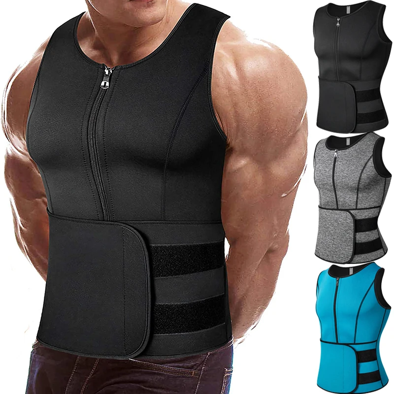 Neoprene Sauna Vest for Men Waist Trainer Corset Belly Compression Sweat Suit Abdomen Slmming Body Shaper Weight Loss Shapewear