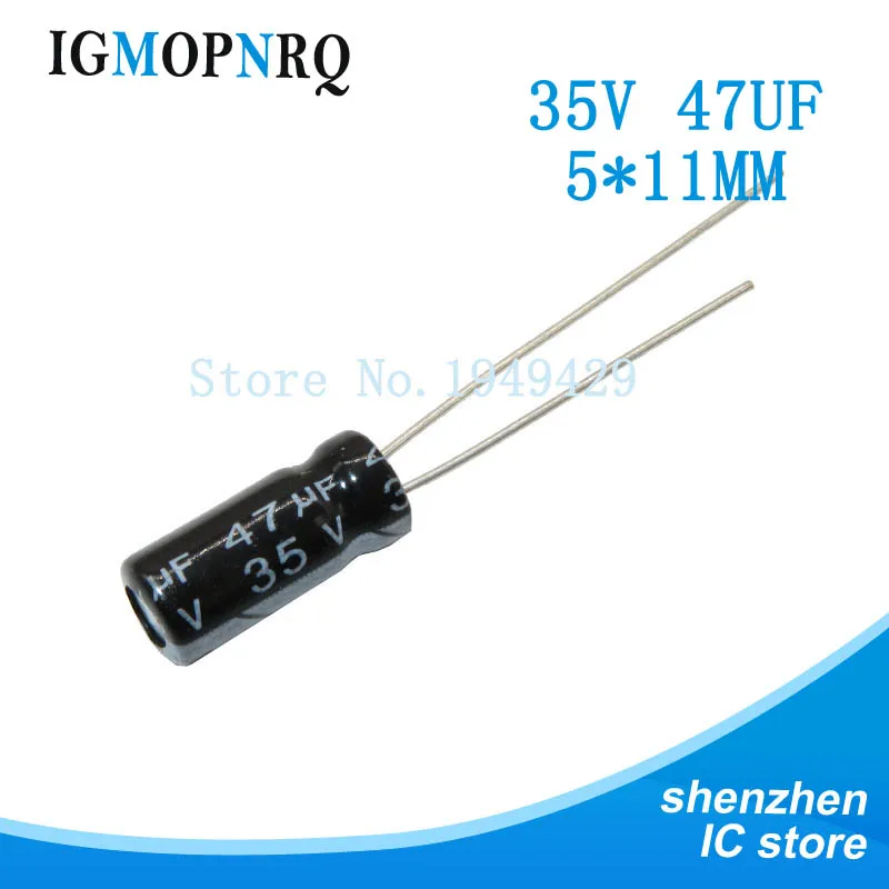 50pcs high quality 35V47UF 5 * 11mm 47UF 35V 5X11MM electrolytic capacitor