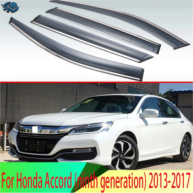 

For Honda Accord (ninth generation) 2013-2017 Plastic Exterior Visor Vent Shades Window Sun Rain Guard Deflector 4pcs