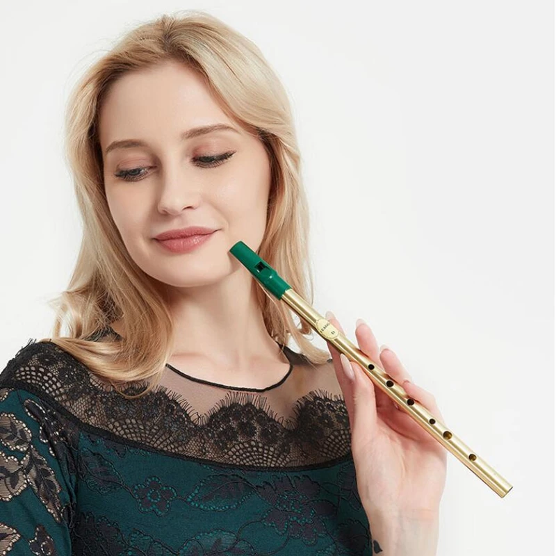 Brass Irish Whistle Flute C/D Key Ireland Feadog Flute Tin Pennywhistle Metal Dizi Feadan 6 Color Available Musical Instrument