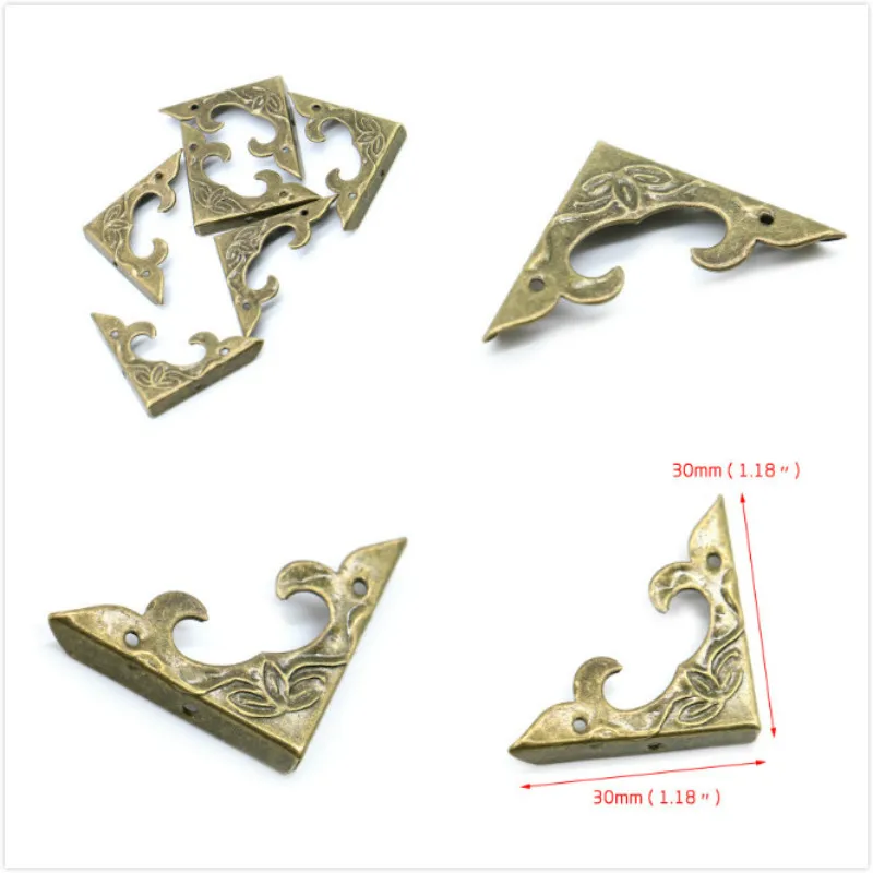 4/20pcs Antique BrassJewelry Decoration Corner Bracket Wooden Box Foot  Corner Protector Crafts Furniture Fittings Hardware.