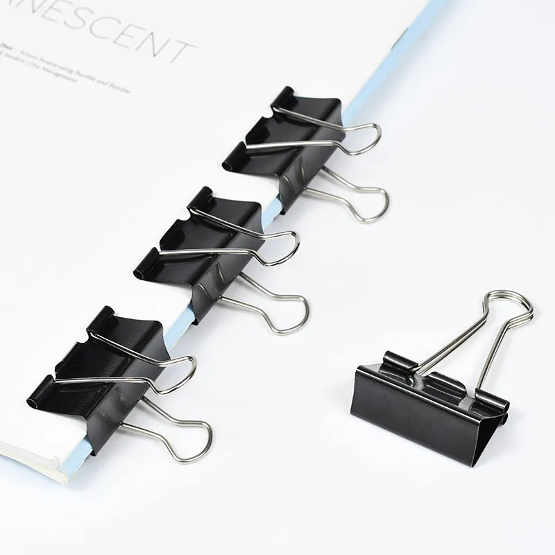 6341Metal Binder Clips Black Clips 24Pcs Home Office Books File Paper Clip Food Clips Strong clamping force Easy classification