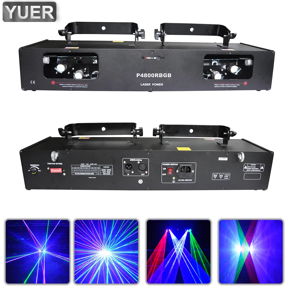 2 Head Scanning RGB Laser Light DMX512 Voice Control DJ Disco Stage Dance Floor Party Professional Lighting Projector Nightclub