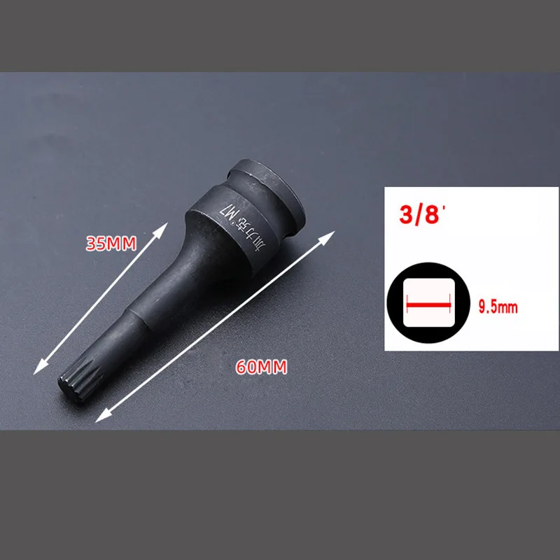 Imagem -05 - Spline Torx Chave de Fenda Bits Unidade Pneumática Soquete Bit 12 Ponto Square m5 m6 m7 m8 m9 M10 M12 Ferramenta 60 mm Comprimento 1pc