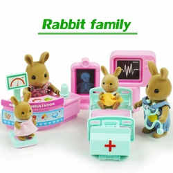 DIY set children's birthday toy gift bear rabbit toy furniture 1/12 rabbit forest animal family hospital set