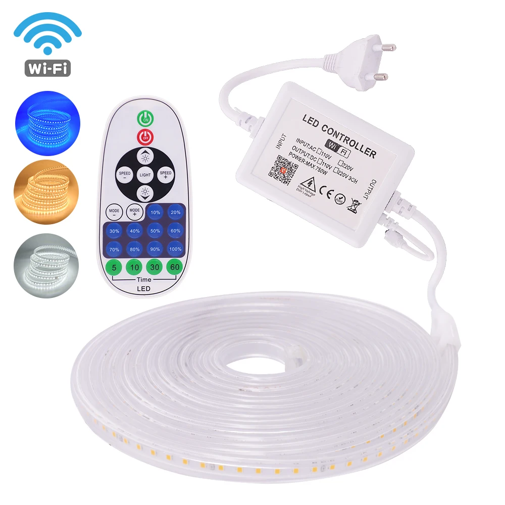 

Dimmable LED Strip Light WIFI Remote Control LED Tape Flexible Light SMD2835 120Leds/m Waterproof Ribbon Diode White/Warm White