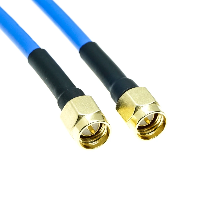 SMA macho para conector macho SMA, RG402, RG-402, Semi flexível, cabo coaxial, 0,141 ", 50ohm, azul