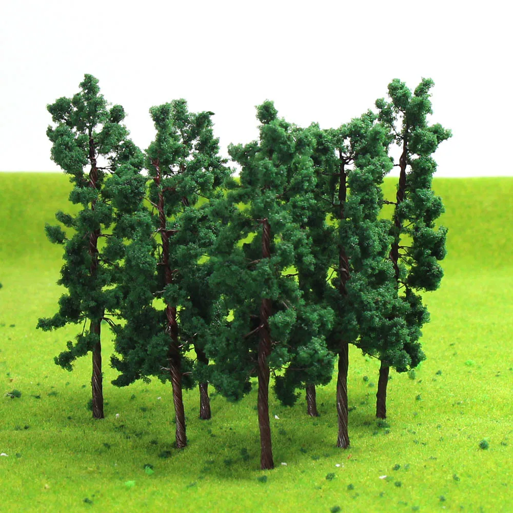 HO Scale Model Trees 1:87 Deep Green Trees Iron Wire Train Layout Set 8.5cm D9035