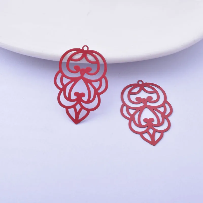 30 Stück AC12445 30*20mm Messing Bemalte Blumen-Ausstanzanhänger DIY Schmuck Ohrring-Zubehör – Detail 8
