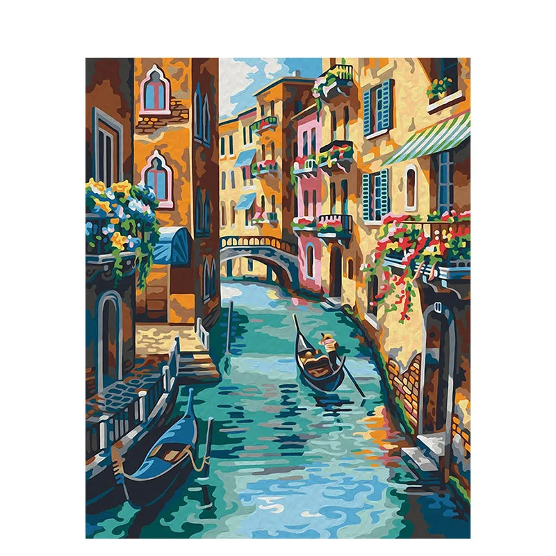 Venice Oil Painting By Number On Canvas With Framed Landscape DIY Kits HandPainted For Drawing Coloring By Number Home Decor Art