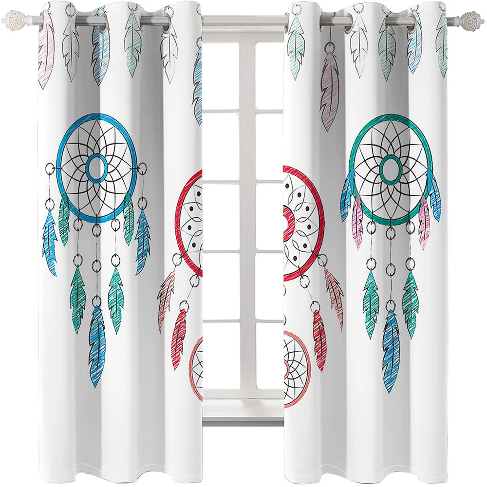 

3D Digital Printing Dreamcatcher Woven Curtains for Bedroom Left and Right Biparting Open Home Modern Blackout Curtains