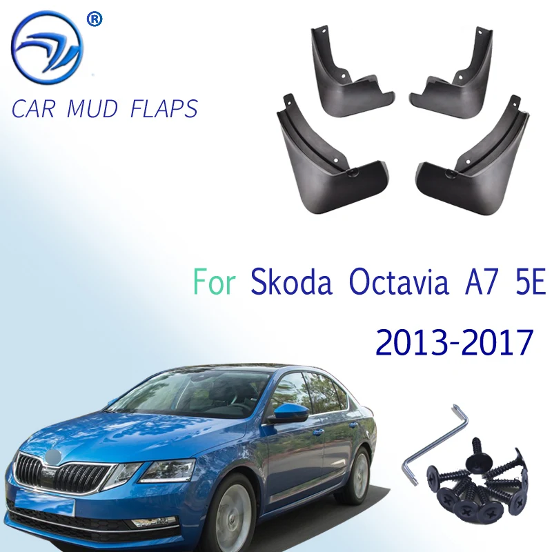 Set Molded Car Mud Flaps For Skoda Octavia A7 5E 2013-2017 Mudflaps Splash Guards Mud Flap Mudguards Fender Front Rear Styling