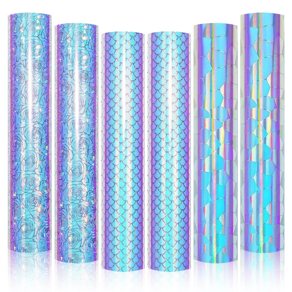 Mermaid/Rose/ Crack Mirror Pattern Holographic Permanent Craft Adhesive Vinyl 12