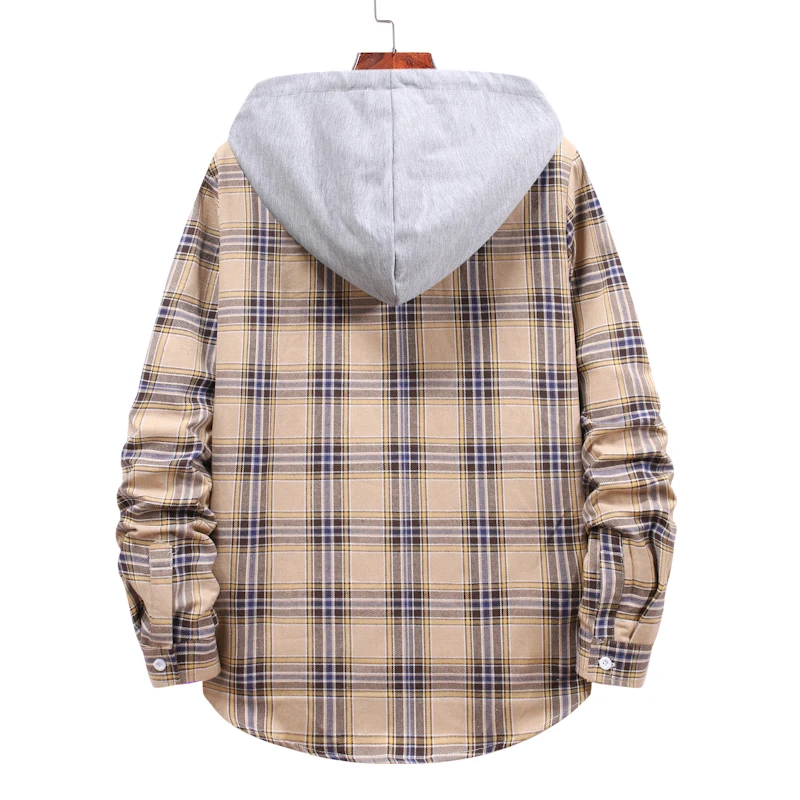 Hooded Long Sleeve Shirt Men Women 2020 High Quality Casual Plaid Printed Shirts Couple Clothes Hip Hop Streetwear Blouse Tops